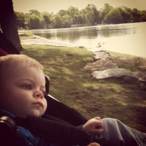 Peaceful baby by the lake